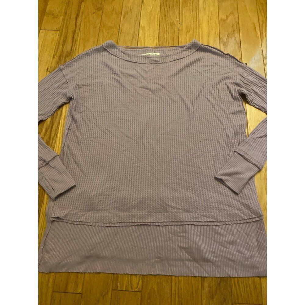 We The Free Women's Waffle Knit Purple Long Sleeve Thumb Holes Oversized shirt M